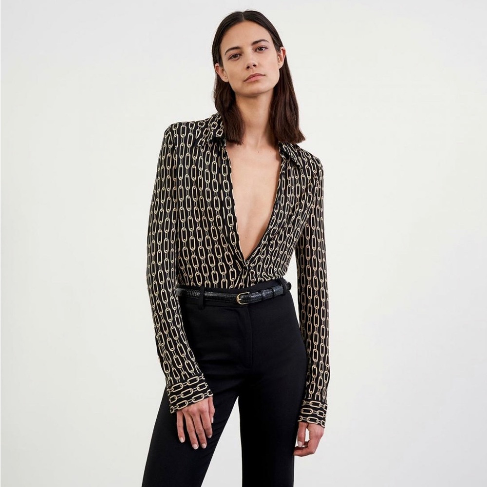 Nili Lotan Celestine Chain Print Top - Sz M - NWT